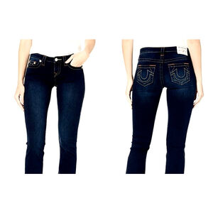 True Religion Jeans Misty Big T Skinny Size 23 Dark Wash Y2K Trashy Chic McBling